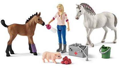 SCHLEICH 42486 Vet visiting mare and foal