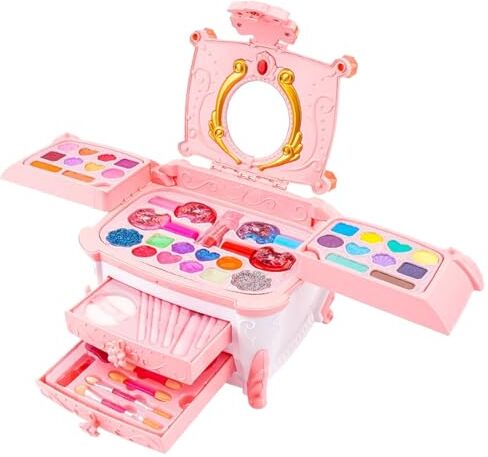 Generic Kit trucco giocattolo, giocattolo trucco ragazza, kit cosmetico principessa lavabile per bambine, giocattoli cognitivi per bambini kit di giochi di finzione per centro di apprendimento precoce, bombon