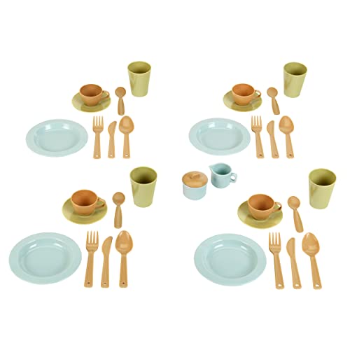 Klein Goes Bio Cena per 4 Persone, stoviglie plastica Biologica, Set da 34 Pezzi, Giocattolo per Bambini a Partire dai 2 Anni, Multicolore, Small,