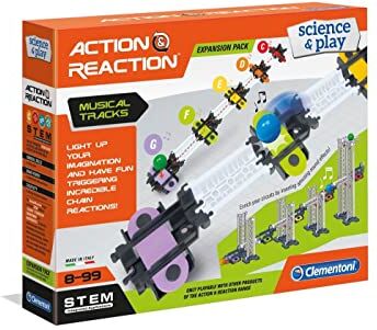 Clementoni - Action & Reaction Binari Musicali, Costruzioni, Set espansione Pista biglie, Accessorio Azione e Reazione, Bambini 8 Anni+, Made in Italy, Multicolore,