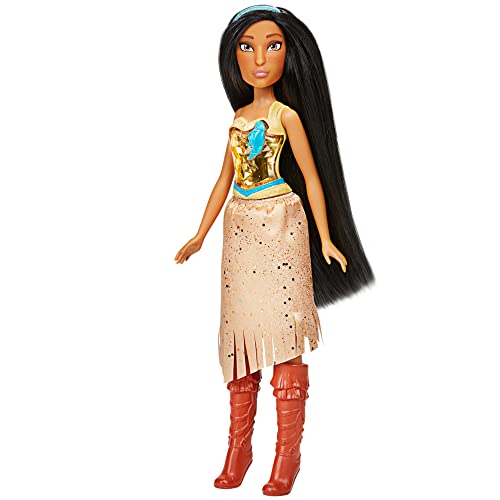 Disney Princess Royal Shimmer, bambola di Pocahontas, fashion doll con gonna e accessori, giocattolo per bambini dai 3 anni in su