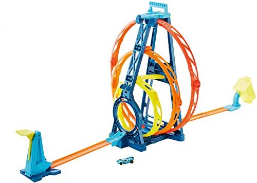 Hot Wheels Track Builder, Playset Pista Triplo Loop, con Macchinina, Giocattolo per Bambini 6-12 anni