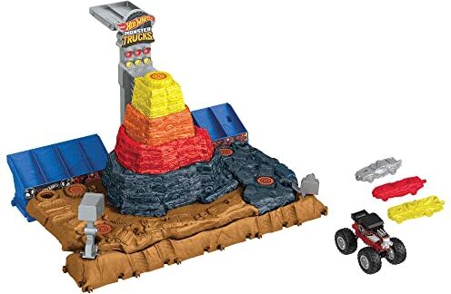 Hot Wheels Monster Trucks Arena degli Scontri Bone Shaker, Sfida Demolizione, include 1 esclusivo Bone Shaker e 3 auto da demolire, giocattolo per bambini 4+ Anni,