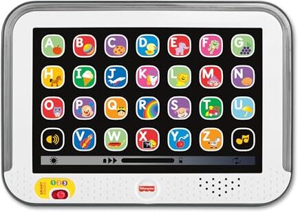 Fisher Price Tablet Ridi e Impara, Giocattolo di apprendimento per Bambini Ridere e Imparare Smart Stages con Musica e luci per età da 1+ Anni, Edizione Francese,