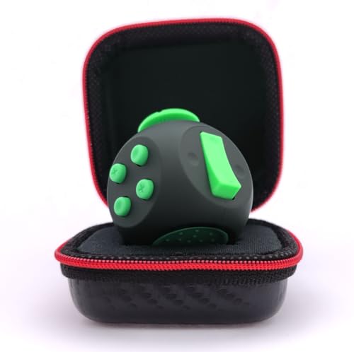 PILPOC theFube Fidget Cube (Nero e Verde) – Cubo Antistress Adulti e Bambini in Versione Deluxe – Fidget Toy con Custodia Protettiva Premium – Gadget Antistress Ideale per Ansia, ADHD, OCD e Autismo