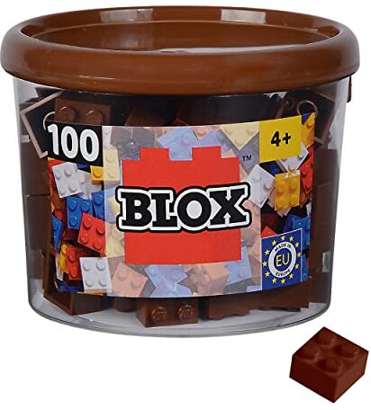 Simba Blox, 100 mattoncini marroni per bambini dai 3 anni, 4 blocchi, in latta, completamente compatibili con molti altri produttori