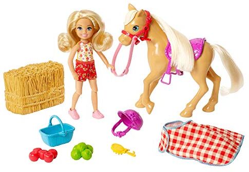 Barbie Playset di Fattoria Sweet Orchad, Bambola Chelsea con Pony e Accessori, Giocattolo per Bambini 3+ Anni,