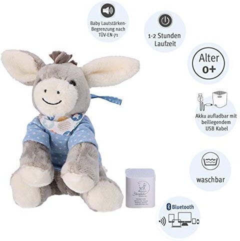 Sterntaler Baby Chilling Box Emmi (DE 34407560), Carillon Digitale, incl. Cassa Bluetooth e Cavo USB, età: per Neonati, 27 x 14 x 16 cm, Grigio/Celeste, Colore,