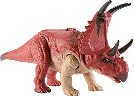 Mattel Jurassic World Ruggito Selvaggio, Diabloceratopo, dinosauro con suoni e mossa d'attacco, dimensioni medie, snodato, con gioco digitale​​, Giocattolo per Bambini 4+ Anni,