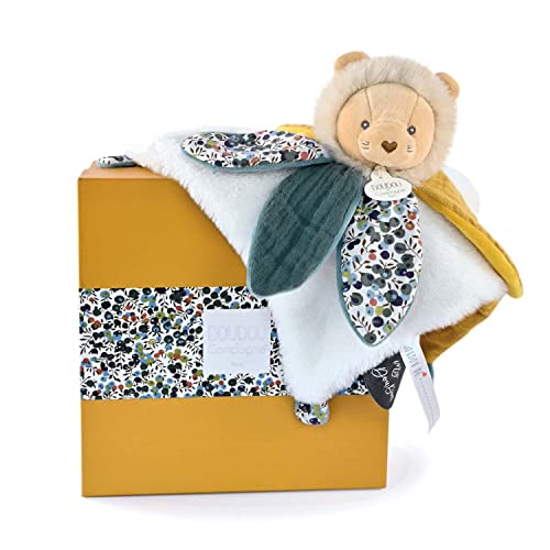 Doudou et Compagnie Boh'aime Doudou petalo leone Giallo 27 cm Regalo nascita Bella confezione regalo