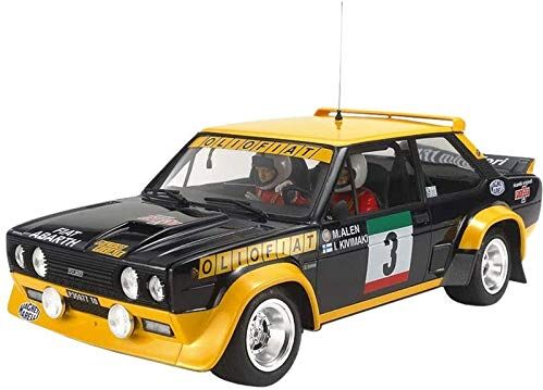 Tamiya 1:20 Fiat 131 Abarth Rally Olio, Riproduzione Fedele all'originale, plastica, Fai da Te, Hobby, incollaggio, modellismo, assemblaggio, Non Verniciato, Colore Blu/Giallo,