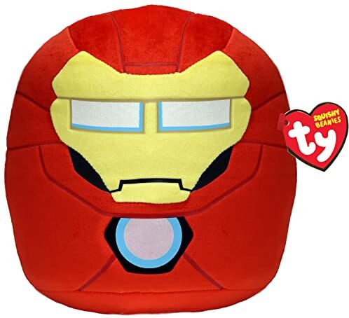 Ty Squishy Beanies Collezione Marvel, Iron Man, Tutti i Tuoi Eroi Preferiti a Forma di Morbido Cuscino di Peluche da Collezionare, Idea Regalo per Grandi e Piccini 33 cm T