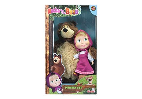 Simba Masha e Orso, 109301016009, + 3 Anni, Set Bambola 23 Cm Corpo Morbido e Orso Peluche 43 Cm, con Gambe Mobili