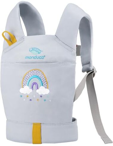 Manduca DollCarrier Portabottiglie per bambini dai 18 mesi in su, accessorio per bambole per ragazzi e ragazze, per indossare peluche e bambola (arcobaleno)