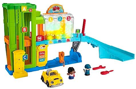 Fisher Price Little People Autolavaggio, playset interattivo con rampa per Le Auto, luci e Musica, contenuti Smart Stages, Versione multilingua, Giocattolo per Bambini, 1-5 Anni,