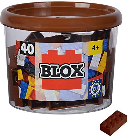 Simba Blox, 40 mattoncini marroni per bambini dai 3 anni in su, 8 pietre, in scatola, alta qualità, completamente compatibili con molti altri produttori ()