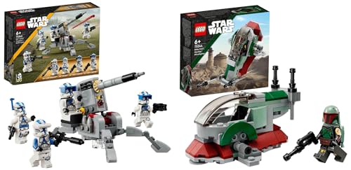 Star Wars LEGO 75345  Battle Pack Clone Troopers Legione 501, Modellino da Costruire & 75344  Astronave di Boba Fett Microfighter Giocattolo, Modellino da Costruire set Mandaloriano