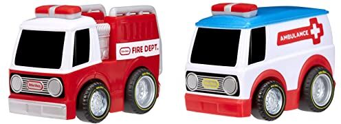 little tikes My First Cars Crazy Fast Cars RACIN' Responders Pack di 2 Veicoli di Emergenza Giocattolo Viaggia Fino a 15 m Design Realistico Sviluppa la Fantasia età: dai 2 Anni in su