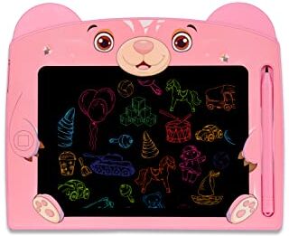 wiztex Vassoio da scrittura LCD cancellabile da 12 pollici   Blocco da disegno per bambini   Ultra sottile con nuova tecnologia elettronica per bambini (orso rosa)