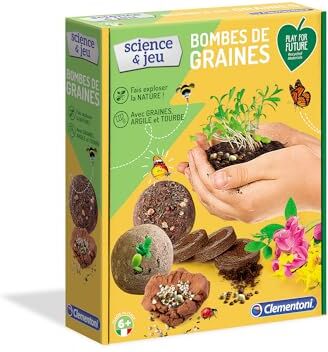 Clementoni - Scienza Bombe di Semi-Play for Future scientifico-Gioco botanico per Bambini-Versione Francese, Prodotto in It, 21 x 6.5 x 25.2cm,