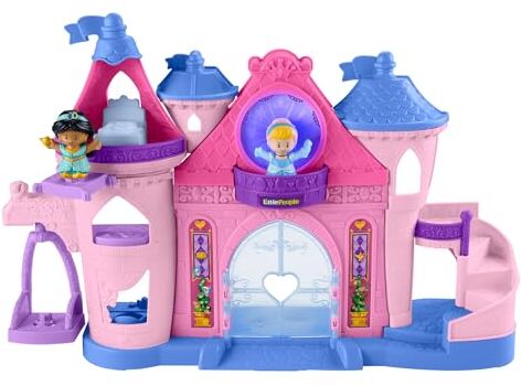 Fisher Price Little People Disney Princess Magical Lights & Dancing Castle, PlaySet Castello con Luci, Suoni e Personaggi Cenerentola e Jasmine Inclusi, Giocattolo per Bambini, 1-5 Anni, HND55