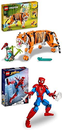 Lego 31129 Creator 3 in 1 Tigre Maestosa, Si Trasforma in Panda o Pesce & 76226 Marvel Personaggio di Spider-Man Giocattolo, Set con Action Figure Snodabile