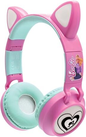 Lexibook Mattel Barbie-Cuffie Ricaricabili Wireless 2 in 1, Suono Stereo, Bluetooth e con Cavo, Pieghevoli, Regolabili, luci LED, Colore Rosa/Blu,