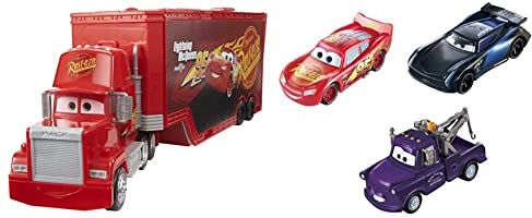 Disney Pixar Cars Mack Trasformabile Playset, Giocattolo 2 in 1 con Camion e Officina per la Messa a Punto & Pixar Cars- Saetta McQueen, Mater e Bobby Swift Cambia Colore