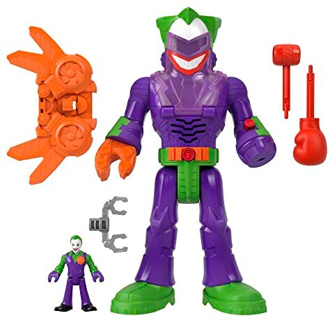 Fisher Price Imaginext DC Super Friends Joker Insider e il suo Bot, personaggio Snodato alto 30+ cm con Luci e Suoni, Include 4 Sccessori, 2 Proiettili e Bot con Abitacolo, Giocattolo per Bambini, 3+ Anni,