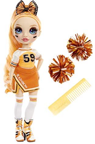 Rainbow High Cheer Fashion Doll Abiti eleganti, pompon e bambola cheerleader Poppy Rowan, fashion doll arancione, Serie Cheer, Regalo ottimo a partire dai 6 anni