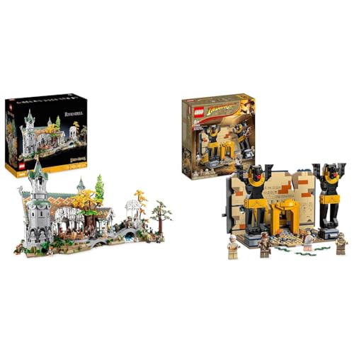 Lego 10316 Icons Il Signore degli Anelli: Gran Burrone & 77013 Indiana Jones Fuga dalla Tomba Perduta