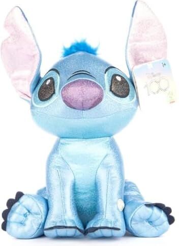 Disney Peluche Stitch Glitter con Suoni Lilo e Stitch Colore Azzurro Altezza 28 cm