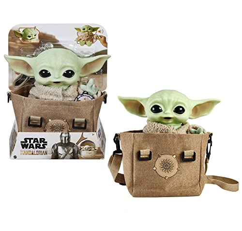 Mattel Star Wars, peluche giocattolo de Il Bambino, Baby Yoda 28 cm, tratto da The Mandalorian, personaggio con borsa a tracolla, per i fan della serie tv dai 3 anni in su,