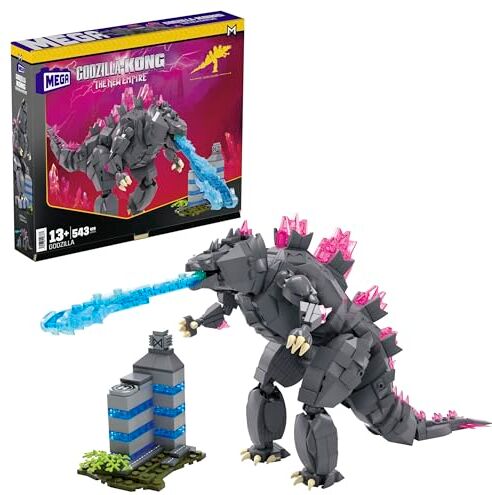 Mega Godzilla x Kong: The New Empire Building Set, Godzilla Action Figure con 543 pezzi e accessori, giocattolo da costruire ed esporre per collezionisti adulti