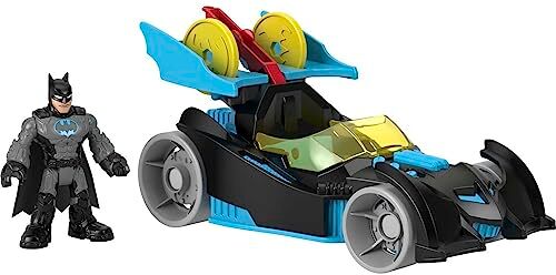 Fisher Price DC Super Friends Batmobile da Corsa Bat-Tech, Veicolo a Spinta con Luci e Personaggio di Batman, Giocattolo per Bambini 3+ Anni,