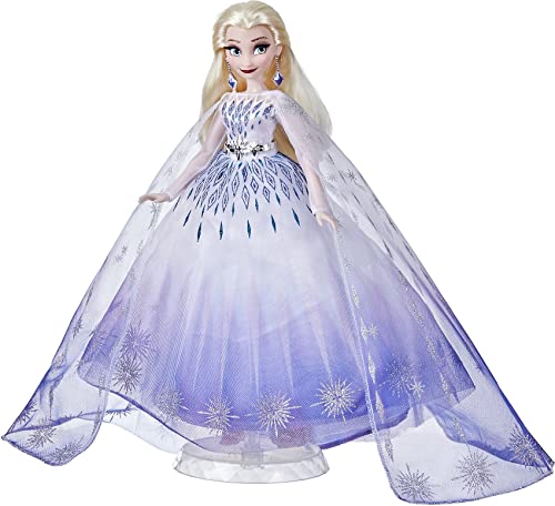Disney Princess Style Series, bambola Holiday Elsa, accessori per fashion doll, da collezione, giocattolo per bambini dai 6 anni in su