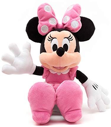 Disney Peluche piccolo Minnie, 33 cm, personaggio iconico coccolare, con vestito rosa a pois e fiocco con dettagli ricamati, per tutte le età