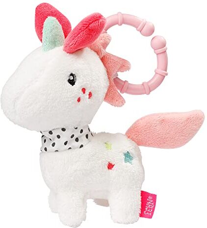 Fehn 057416 Mini unicorno – Sonaglio per sonaglio, sentirsi, giocare con morbido peluche in tessuto, un fedele compagno per neonati e bambini a partire da 0 mesi, bianco,