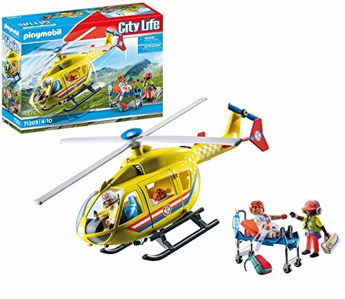 Playmobil City Life  Elicottero di soccorso, giocattolo dai 4 anni