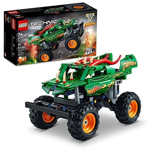 Lego Technic Monster Jam Dragon 42149, Monster Truck giocattolo per ragazzi e ragazze, 2 in 1 Racing Pull Back Car Toys per acrobazie fuoristrada, idea regalo di compleanno per bambini