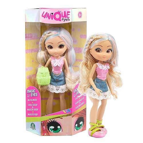 Giochi Preziosi , Unique Eyes Bambola Fashion Doll Rebecca, Bambola Bambina dai 3 Anni, le Uniche Bambole che ti Seguono con lo Sguardo, Accessori Moda e Zainetto Colorato