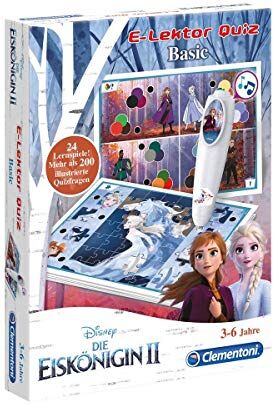 Clementoni E-Lektor Quiz Basic Disney Frozen 2 (Regina di ghiaccio), gioco interattivo con più di 200 domande, giocattolo per bambini da 3 a 6 anni, adatto per asilo e asilo