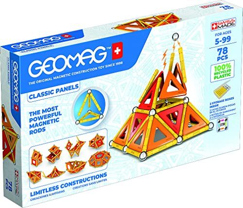 Geomag Classic Panels 78 pezzi Costruzioni Magnetiche per Bambini Linea Green 100% Plastica riciclata