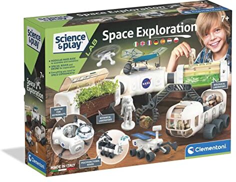 Clementoni - Science & Play-NASA Space Exploration-Gioco Scientifico 7 Anni (Italiano, Inglese, Francese, Tedesco, Spagnolo, Olandese E Polacco), Made in Italy, Multicolore, 11,2 x 42,5 x 31,1,