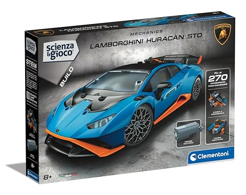 Clementoni - Scienza Build Huracán STO-Set Costruzioni Bambini, Modello Lamborghini, Laboratorio Meccanica, Gioco Scientifico 8 Anni (Versione Italiana) -Made in Italy, Multicolore,