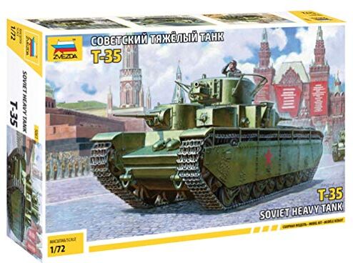 Zvezda 50078 Modellino di modellismo, scala 1:72 T-35 Soviet Heavy Tank WWII, modellismo, modellismo, hobby, bricolage, plastica