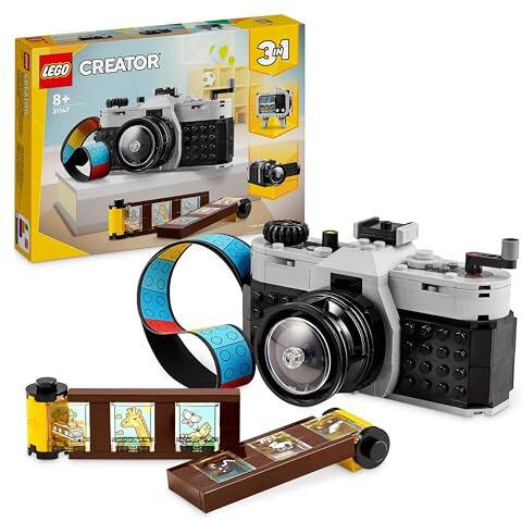 Lego Creator 3 in 1 Fotocamera Retro, Macchina Fotografica Giocattolo da Costruire Trasformabile in Videocamera o TV Vintage, Giochi per Bambini e Bambine da 8 Anni, Idea Regalo di Compleanno