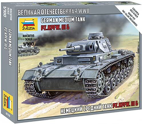 Zvezda Modellino Carro Armato German Medium Tank Pz.KP.fw III G Scala 1:100 [Importato dalla Spagna]