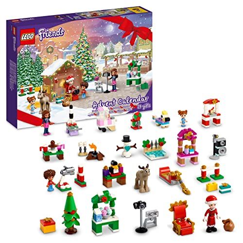 Lego Friends Calendario dell'Avvento, Set 2022, 24 Giochi Creativi Natalizi con Babbo Natale, Pupazzo di Neve e Renne, Regalo Festivo per Bambini