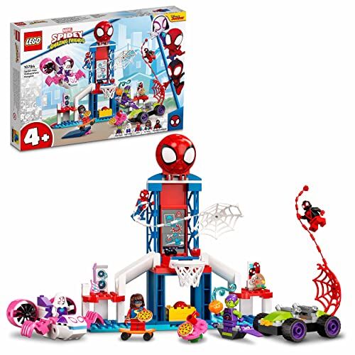 Lego Marvel Spidey e i Suoi Fantastici Amici, I Webquarters di Spider-Man con Macchina Giocattolo, Miles Morales e Green Goblin, Giochi per Bambini e Bambine da 4 Anni, Idee Creative